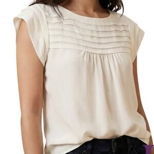 Banana Republic Ivory 100% Silk Pleated Blouse S